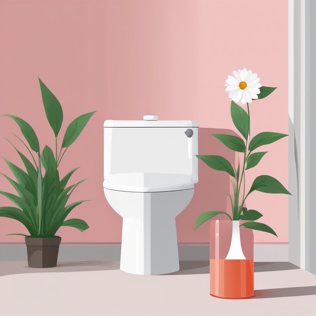 Toilet clipart - toilet with a flower vase on the tank  color,minimalist,vector clipart