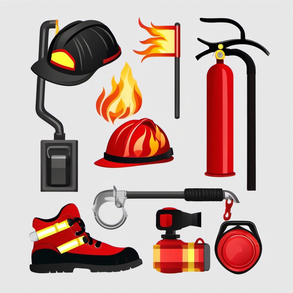 Fire Fighter clipart - fire safety equipment display  vector clipart