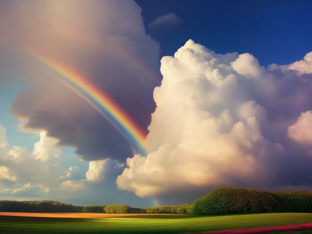 Clouds And Rainbow Wallpaper  