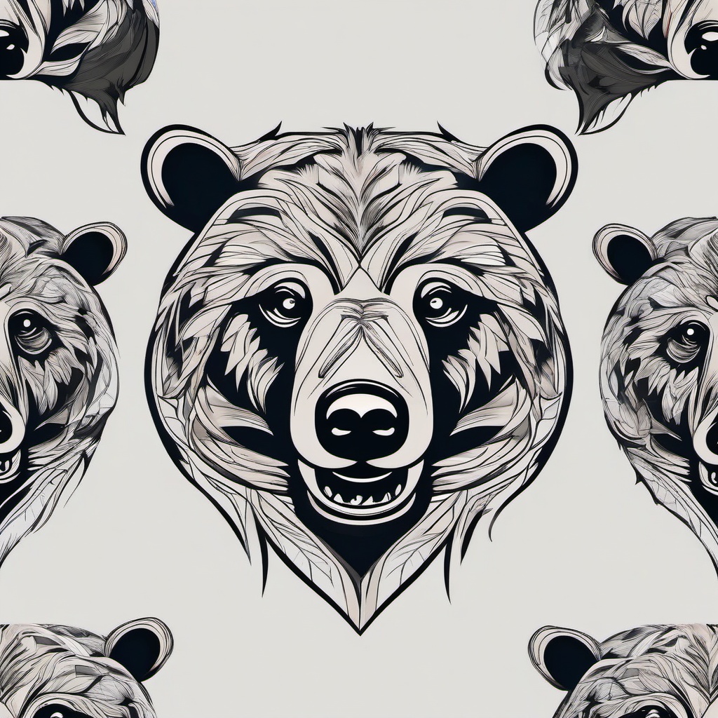 3d bear tattoo  simple vector color tattoo