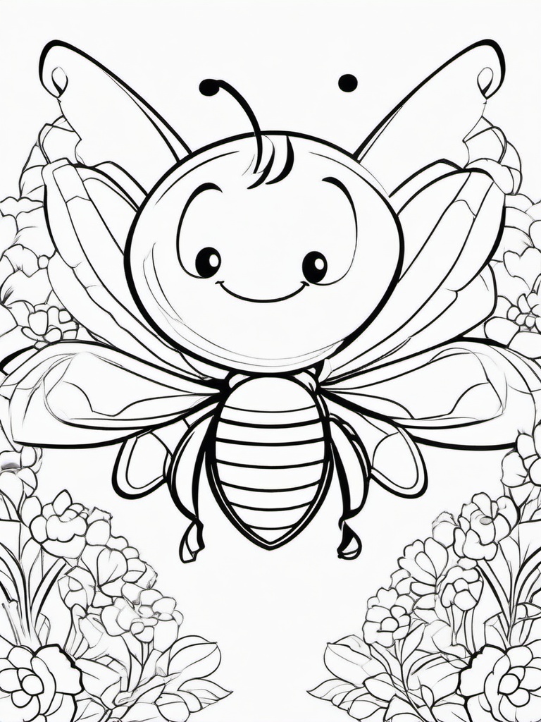 Bumblebee Coloring Pages - Cartoon bee with a big smile and rosy cheeks  simple coloring pages