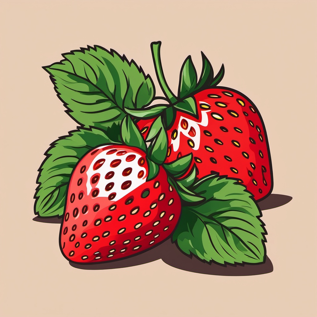 Strawberry Clipart - A juicy strawberry, a sweet delight.  color clipart, minimalist, vector art, 