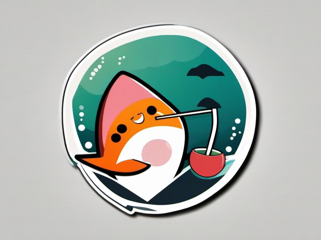 Singing Sushi sticker- Tuna Tune Delight, , sticker vector art, minimalist design