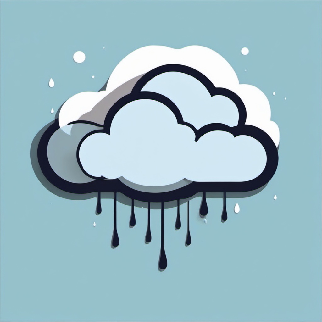 Cloud with raindrops sticker- Drizzling and calm, , sticker vector art, minimalist design