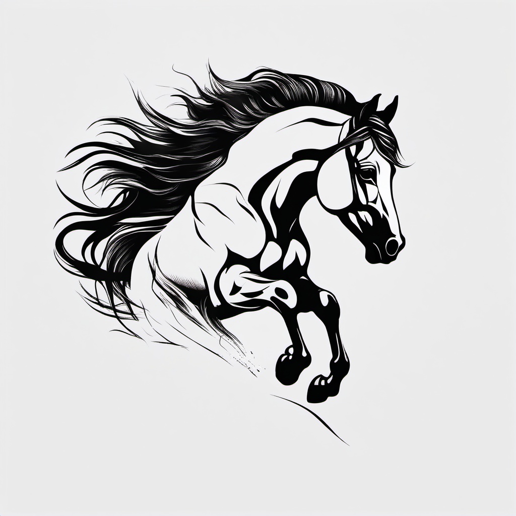 stallion tattoo  simple tattoo,minimalist,white background