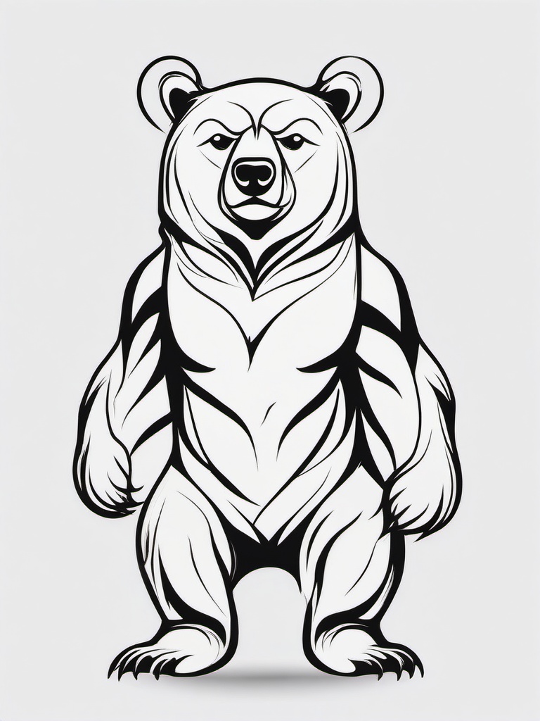 Bear Tattoo - Mighty bear standing on hind legs, a symbol of strength and courage  few color tattoo design, simple line art, design clean white background