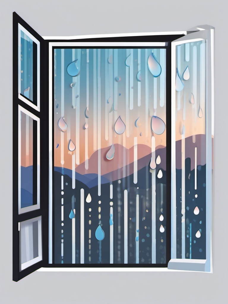 Raindrops on windowpane sticker- Gentle and rhythmic, , sticker vector art, minimalist design