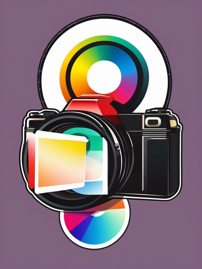 Camera Shutter Sticker - Camera shutter aperture, ,vector color sticker art,minimal