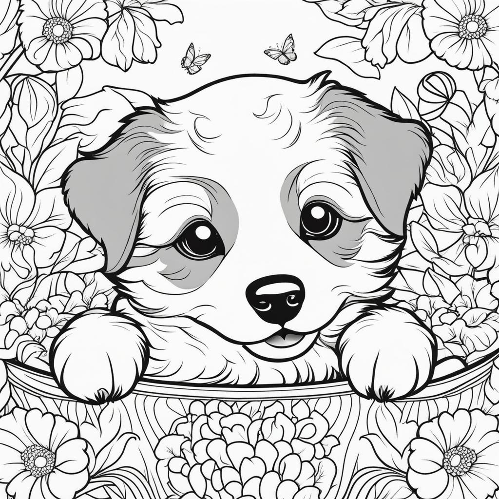 puppies cute animals coloring page 