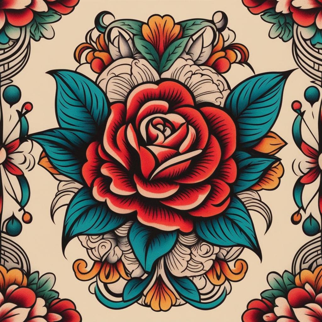 classic american traditional tattoo with bold lines and vibrant colors. 