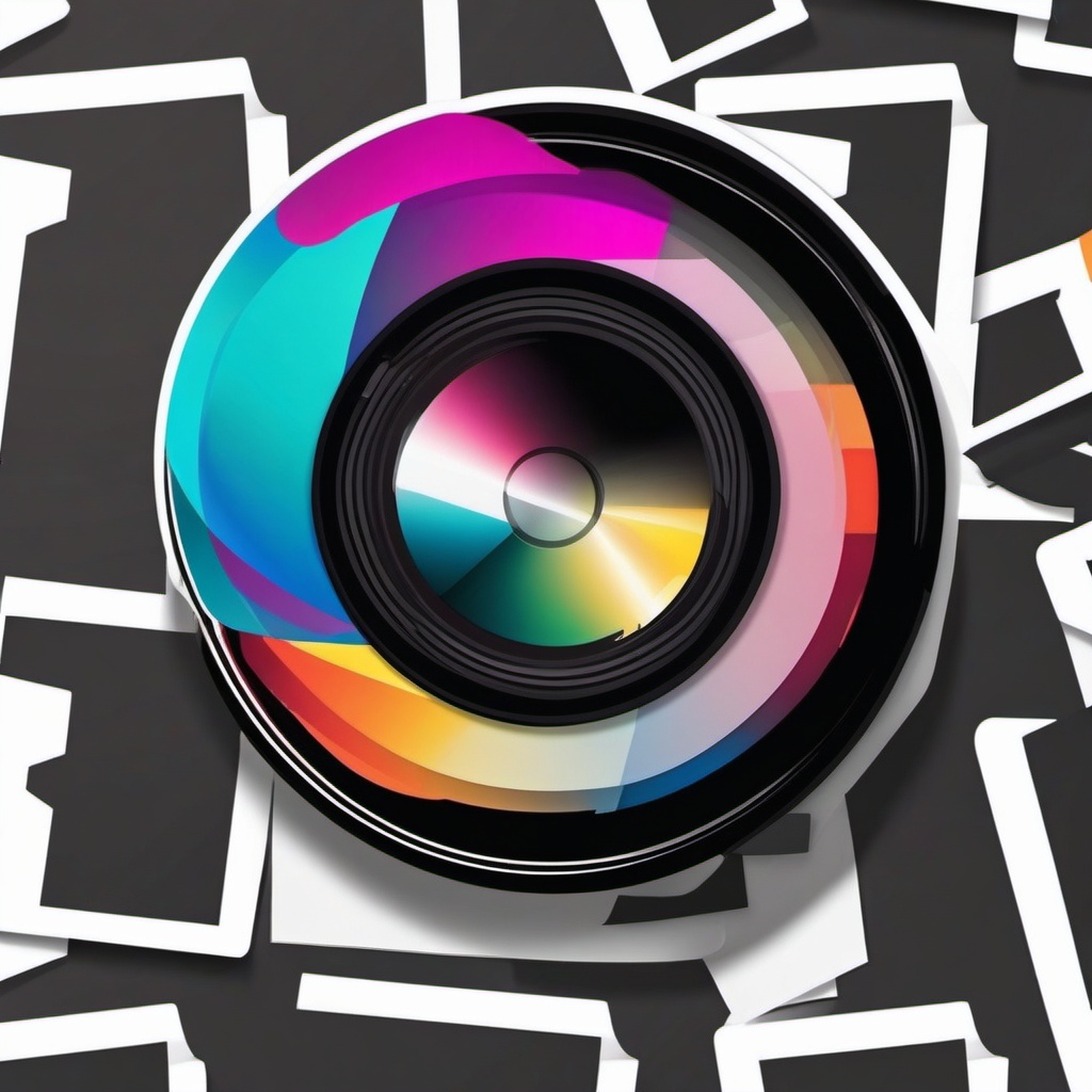 Camera Lens Sticker - Photography gear, ,vector color sticker art,minimal