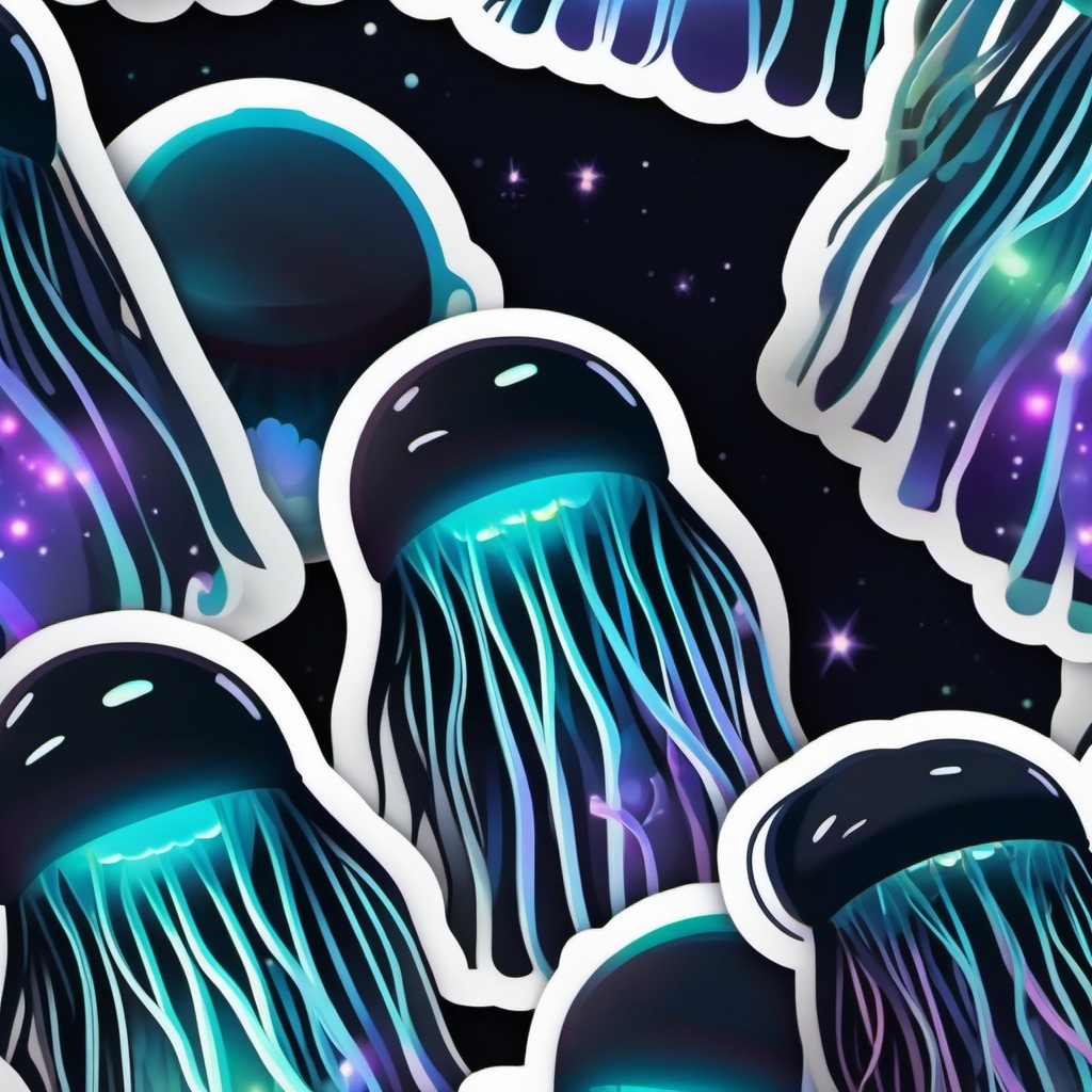 Bioluminescent Jellyfish Emoji Sticker - Mystical glow in the depths of the ocean, , sticker vector art, minimalist design