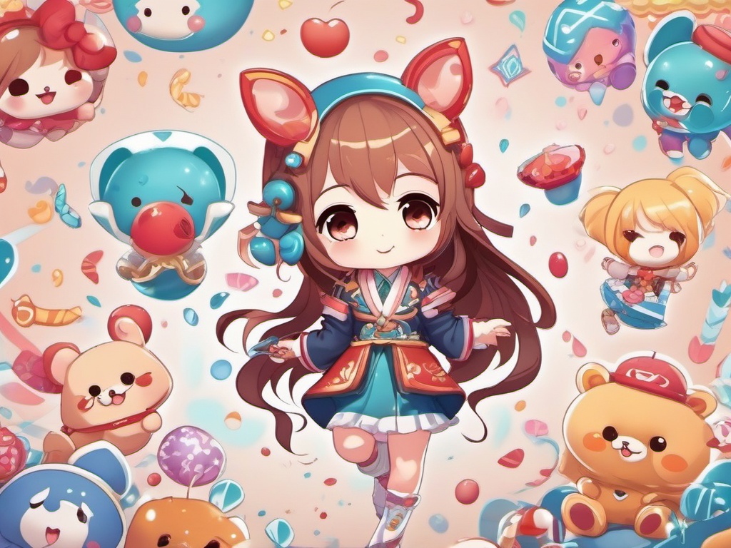 Anime Cute Wallpaper - Kawaii Chibi Anime Characters Playing  intricate patterns, splash art, wallpaper art