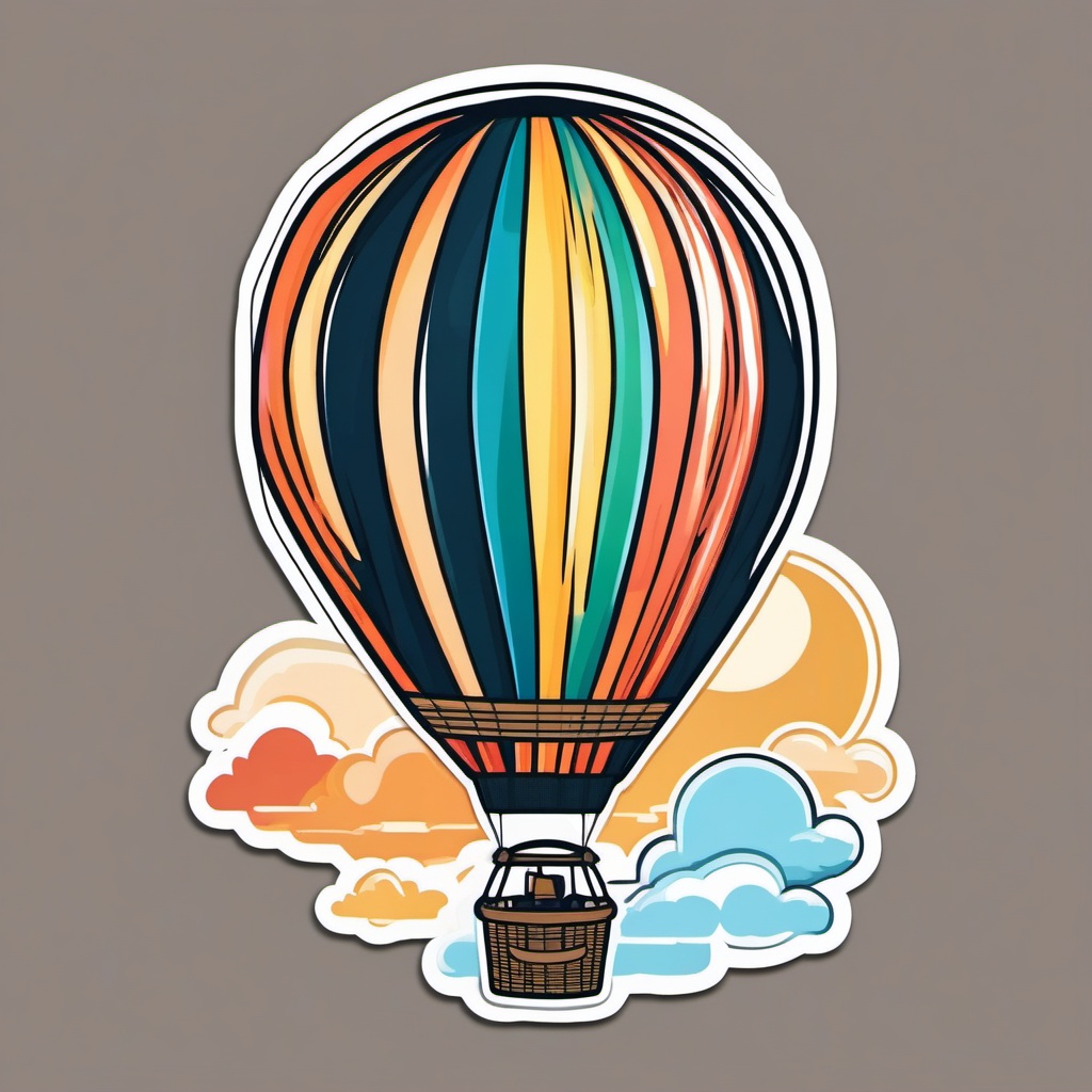 Hot Air Balloon Sticker - Sky-high adventure, ,vector color sticker art,minimal