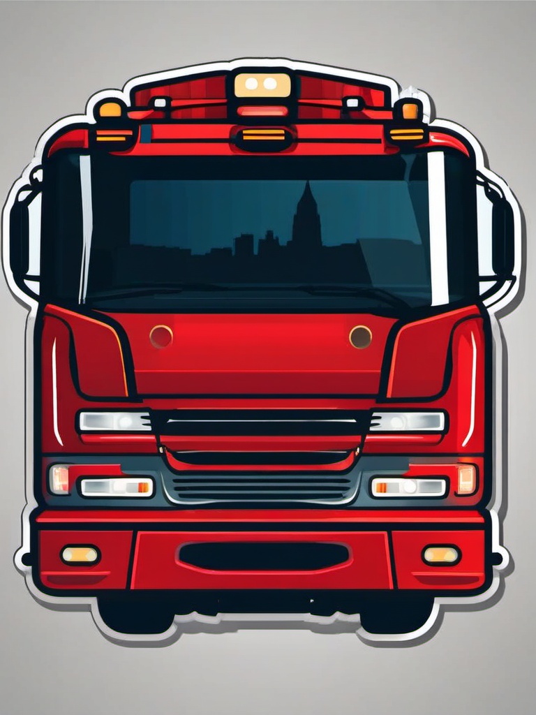 Fire Truck Sticker - Emergency response, ,vector color sticker art,minimal