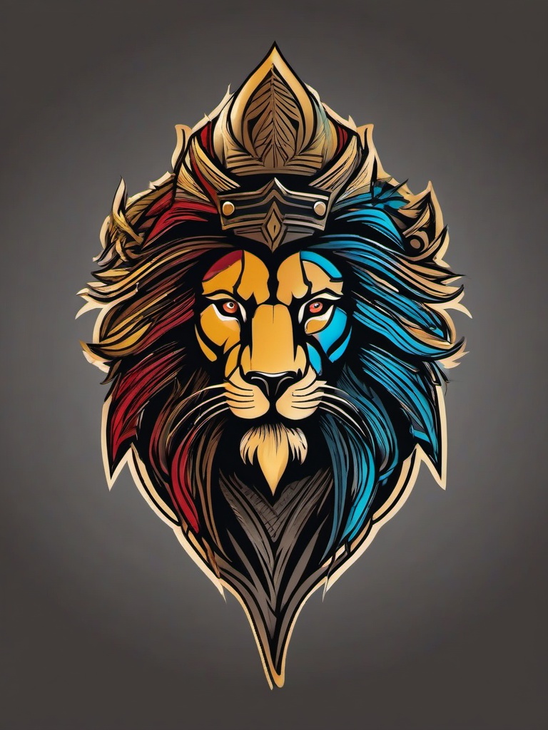 spartan lion tattoo  simple vector color tattoo