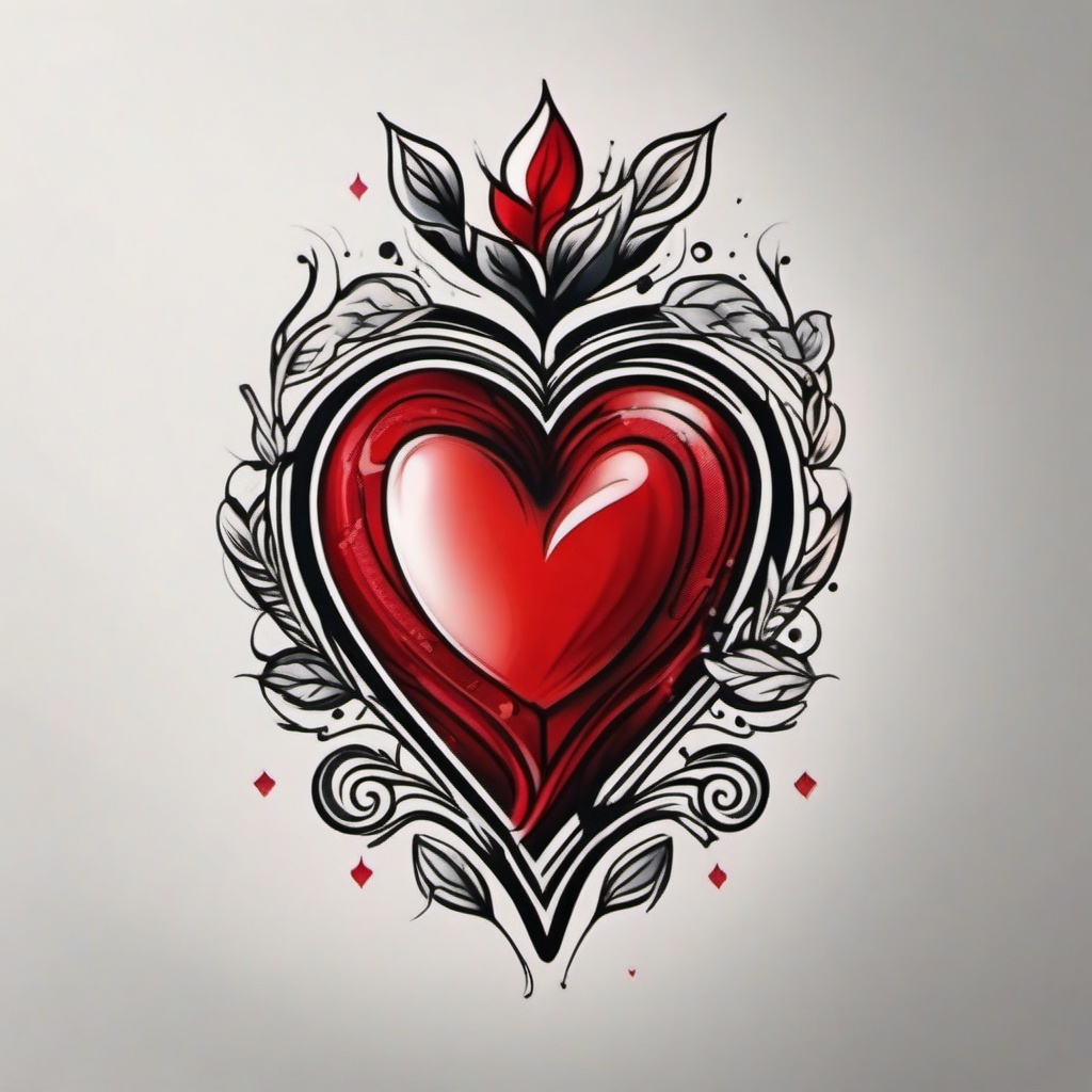 Traditional heart tattoo, Classic heart tattoo, paying homage to the timeless symbol of love. , tattoo color art, clean white background