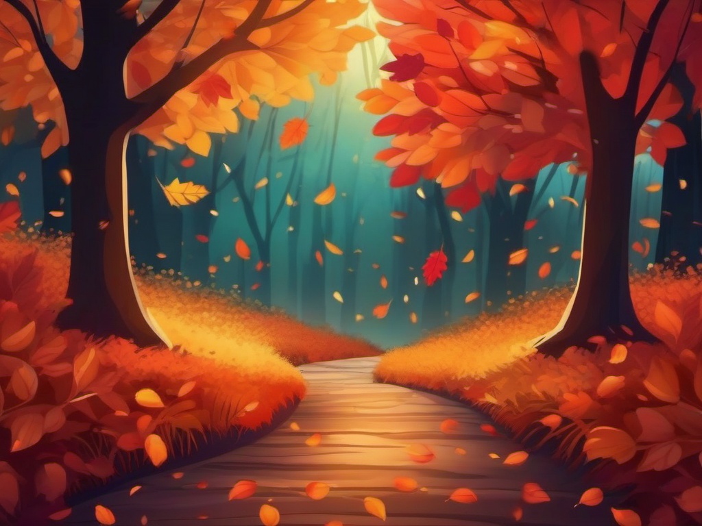 Fall Season Backgrounds Cozy Autumn Vibe with Falling Leaves and Warm Colors wallpaper splash art, vibrant colors, intricate patterns