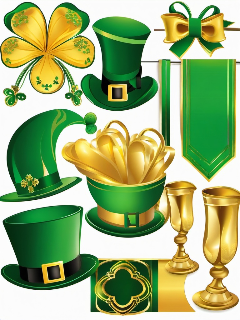 St. Patrick's clipart - green and gold decorations  clipart