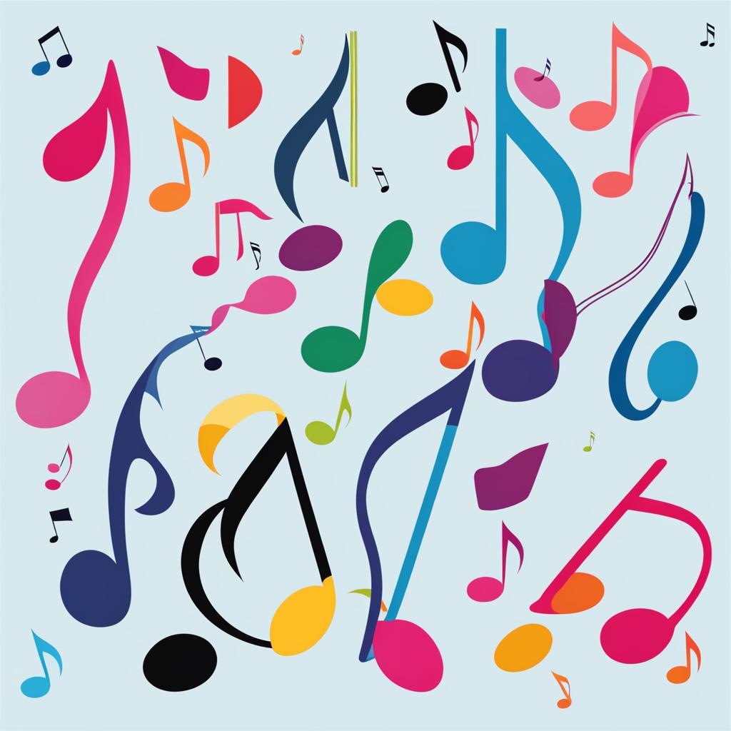 music note clipart - floating in the air with melody. 