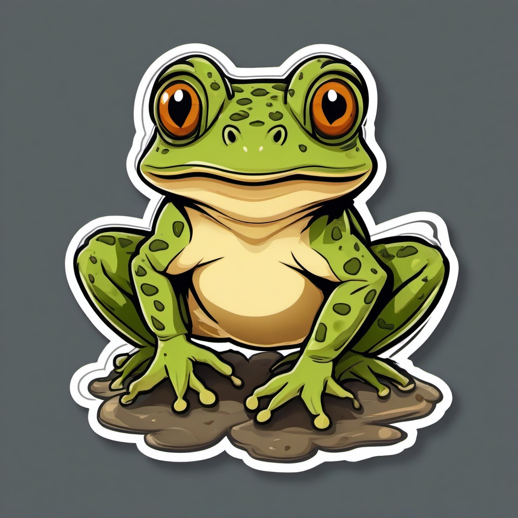 Toad cartoon - warty amphibian with a croak  cartoon sticker style