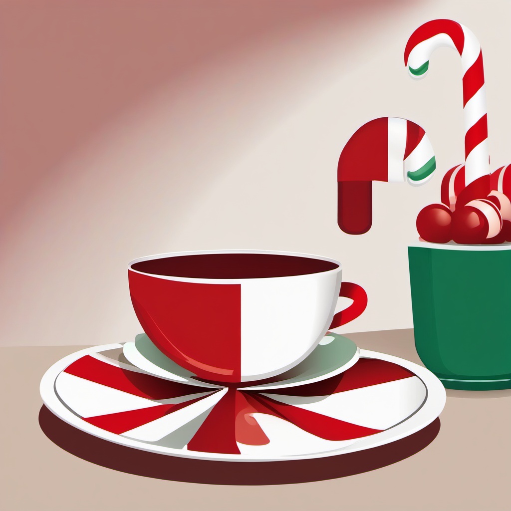 Candy Cane clipart - candy cane resting on a holiday dinner table  color,minimalist,vector clipart