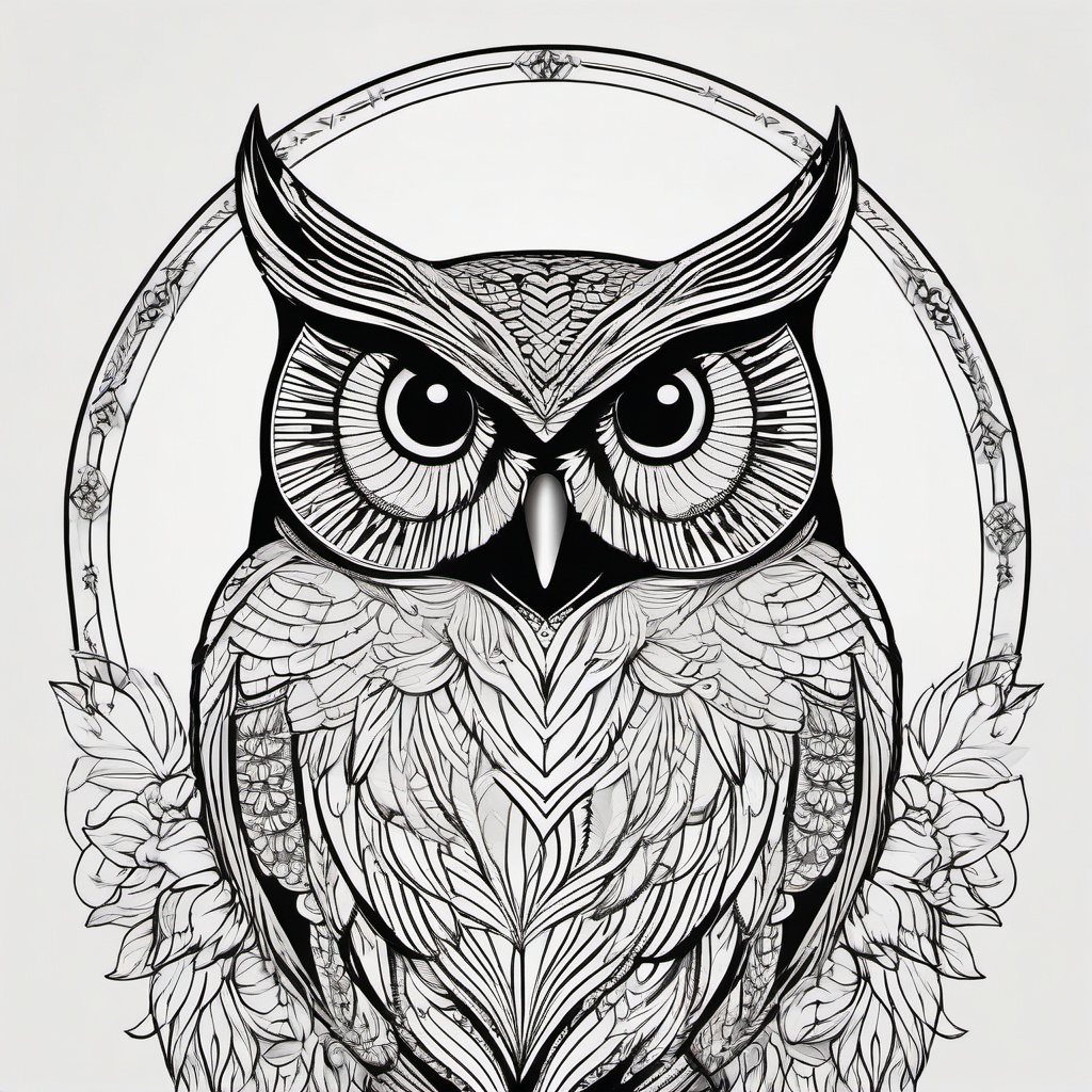 Blackwork Owl Tattoo - Infuse bold and intricate blackwork elements into your owl-themed tattoo.  simple color tattoo,vector style,white background