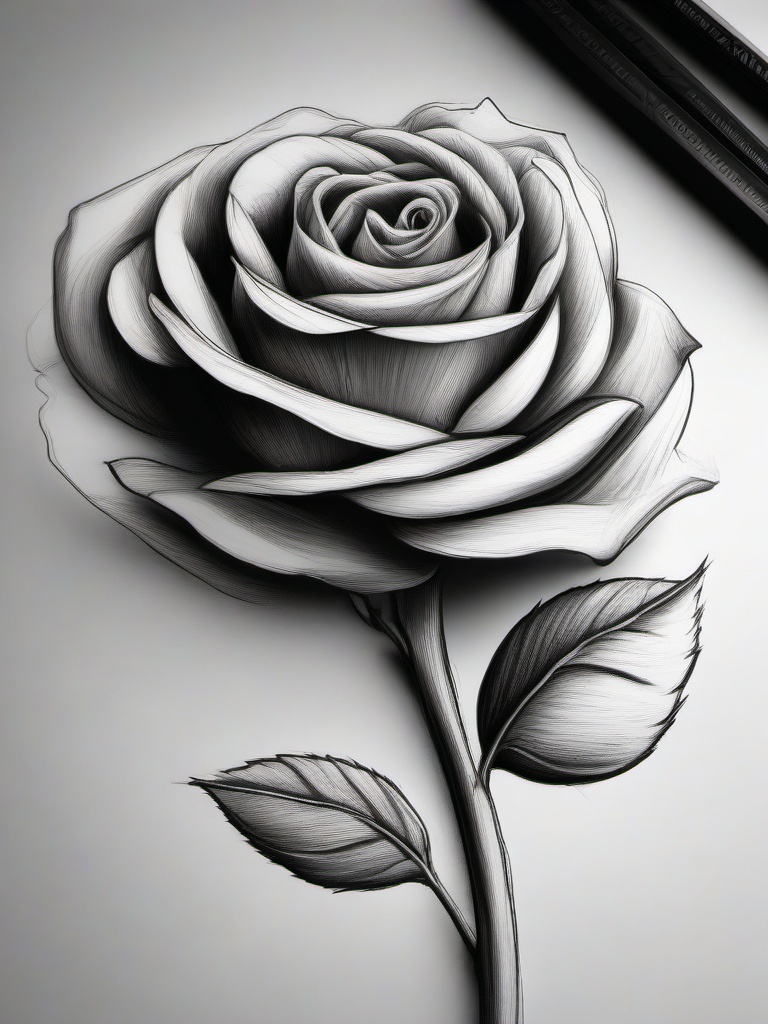 pencil drawing of a rose  minimal rough sketch scribbles,doodles,black and white