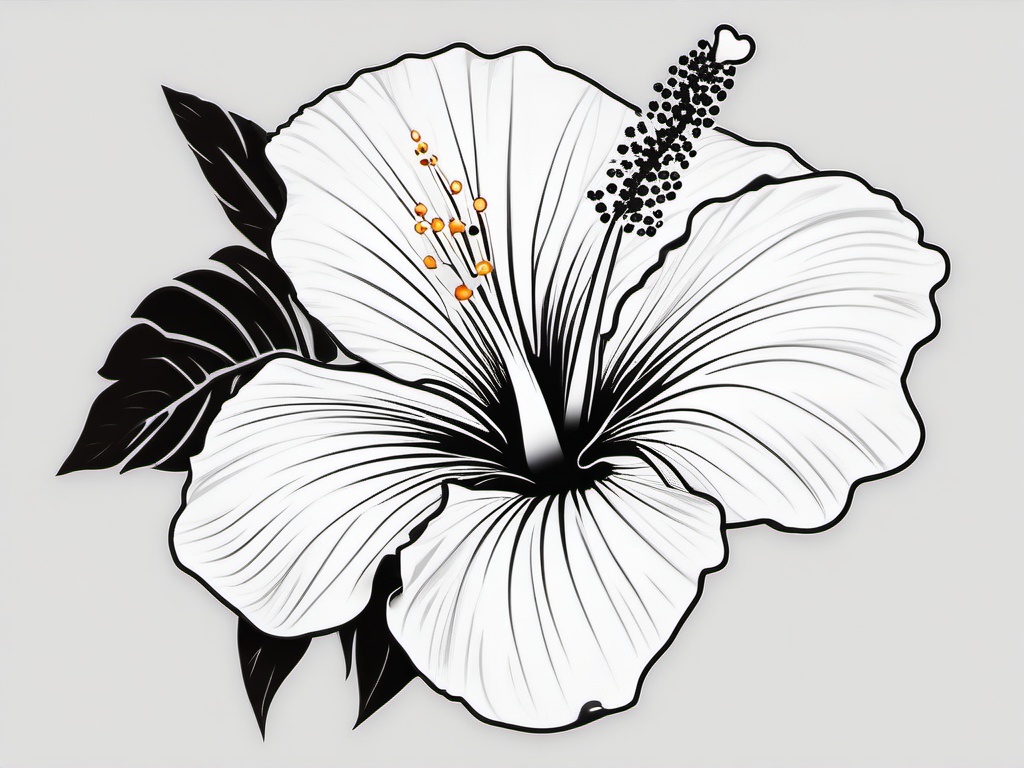 Hibiscus Tattoo Stencil - Opt for accuracy and precision with a hibiscus tattoo stencil, ensuring a clean and well-defined representation of the tropical bloom.  simple color tattoo, minimal, white background