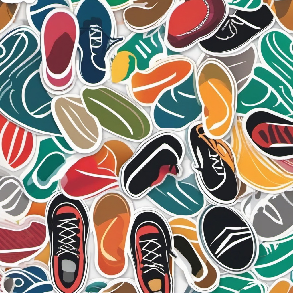 Running Shoe Prints Sticker - Trail exploration, ,vector color sticker art,minimal