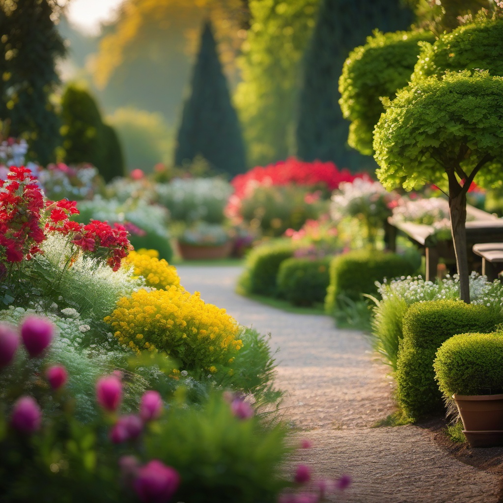 Czech Garden Paradise - Add the charm of a Czech garden paradise to your landscape. realistic, professional photography, bokeh, natural lighting, canon lens, shot on dslr 64 megapixels sharp focus