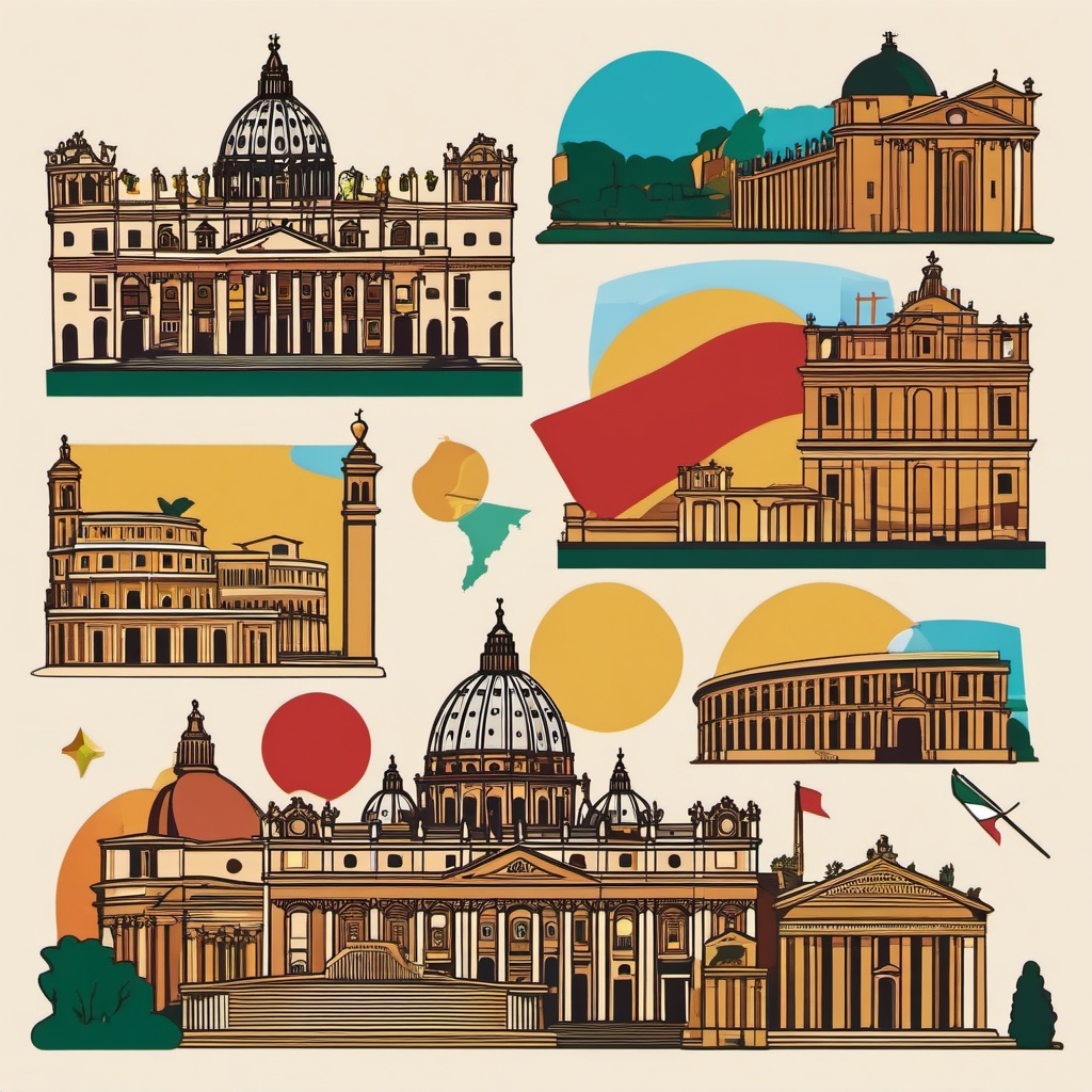 The Vatican clipart - Independent city-state enclaved within Rome, Italy, ,color clipart vector style