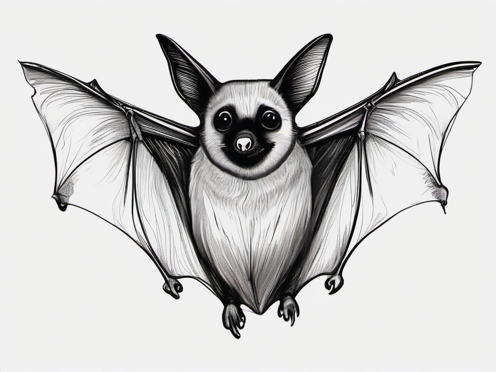 drawing of a Philippine fruit bat  minimal rough sketch scribbles,doodles,black and white