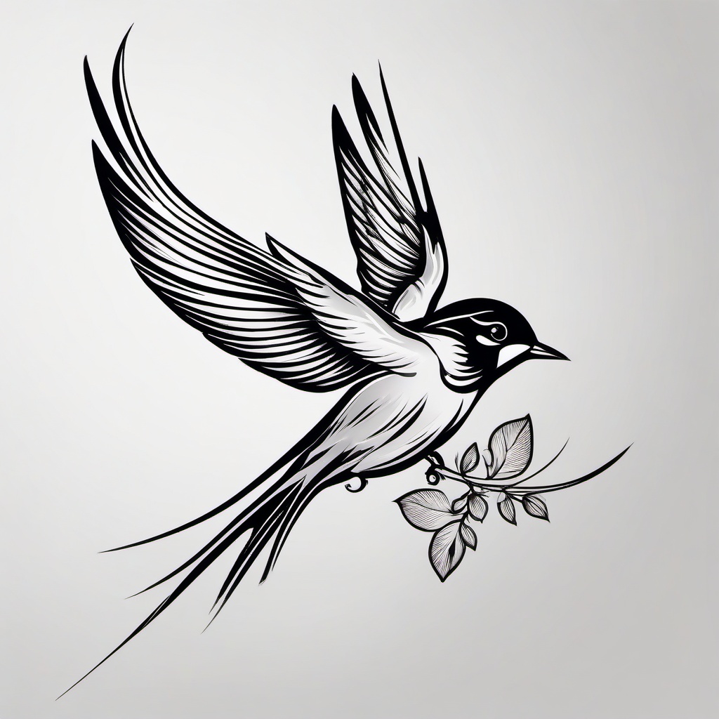 Swallow Traditional Tattoo - Traditional swallow tattoo  minimalist tattoo design, white background