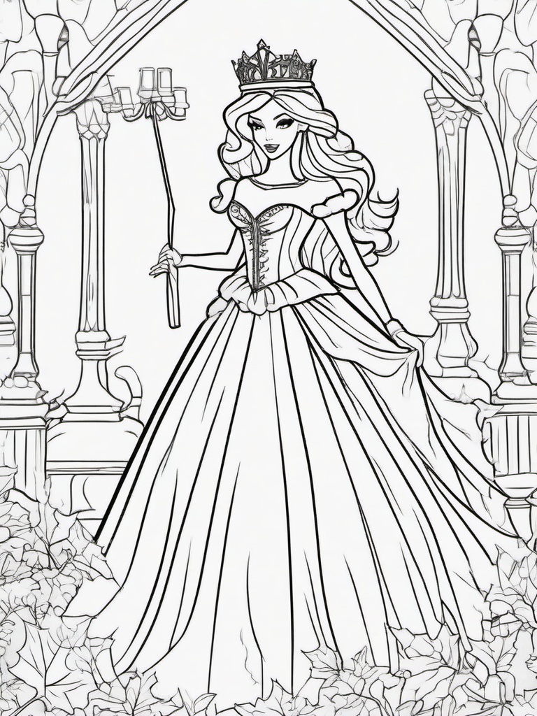 Halloween Princess Coloring Pages - Spooky Royalty in Festive Attire  minimal black outline printable sheet, coloring page