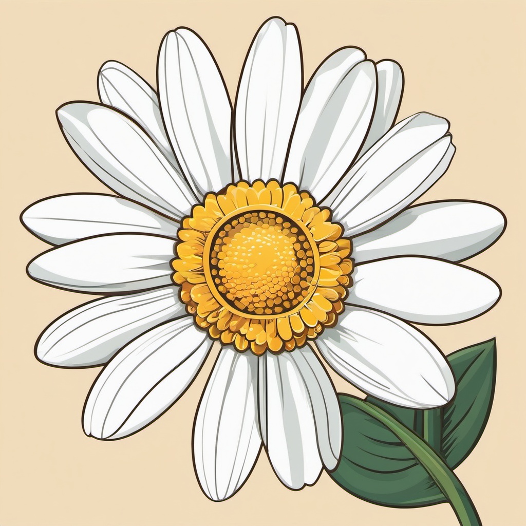 Daisy Clip Art - A white daisy with a sunny yellow center,  color vector clipart, minimal style