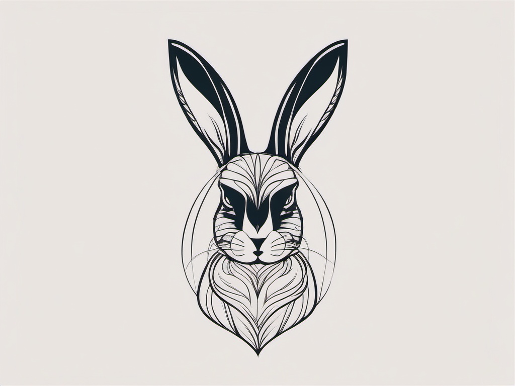 bunny tattoo minimalist  minimalist color tattoo, vector