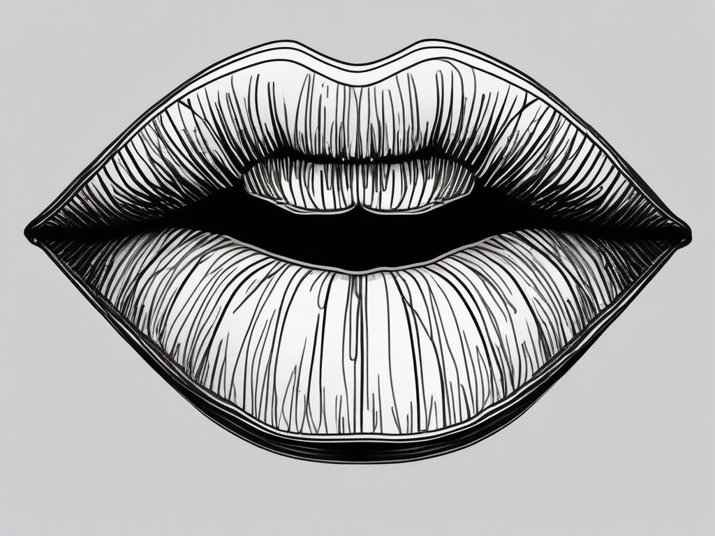 drawing of vampire lips  minimal rough sketch scribbles,doodles,black and white