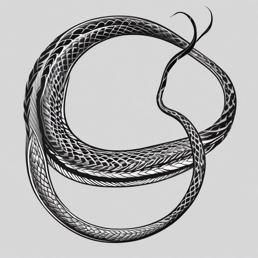 Black and Grey Snake Tattoo - Snake tattoo in black and grey color tones.  simple vector tattoo,minimalist,white background