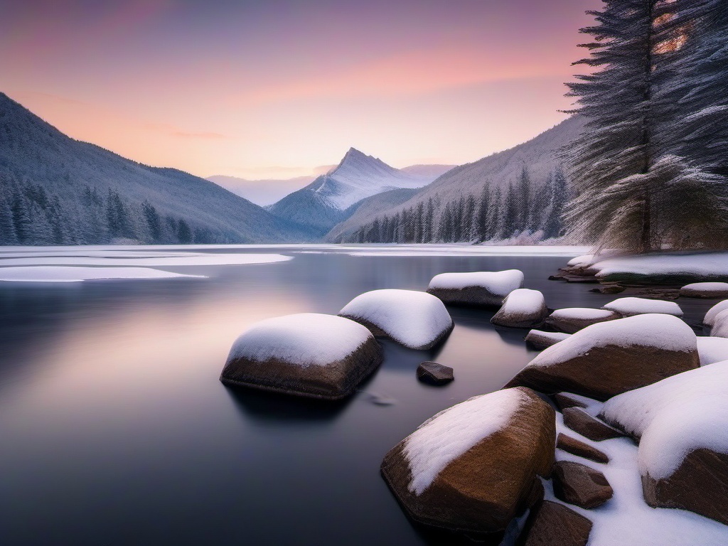 Frozen Lakeside Serenity  background picture, close shot professional product  photography, natural lighting, canon lens, shot on dslr 64 megapixels sharp focus