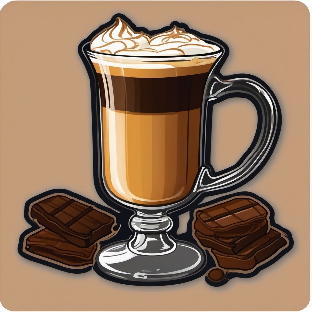 Irish Coffee Comfort sticker- Hot coffee, Irish whiskey, sugar, and cream, providing a warm and comforting beverage for cozy moments., , color sticker vector art