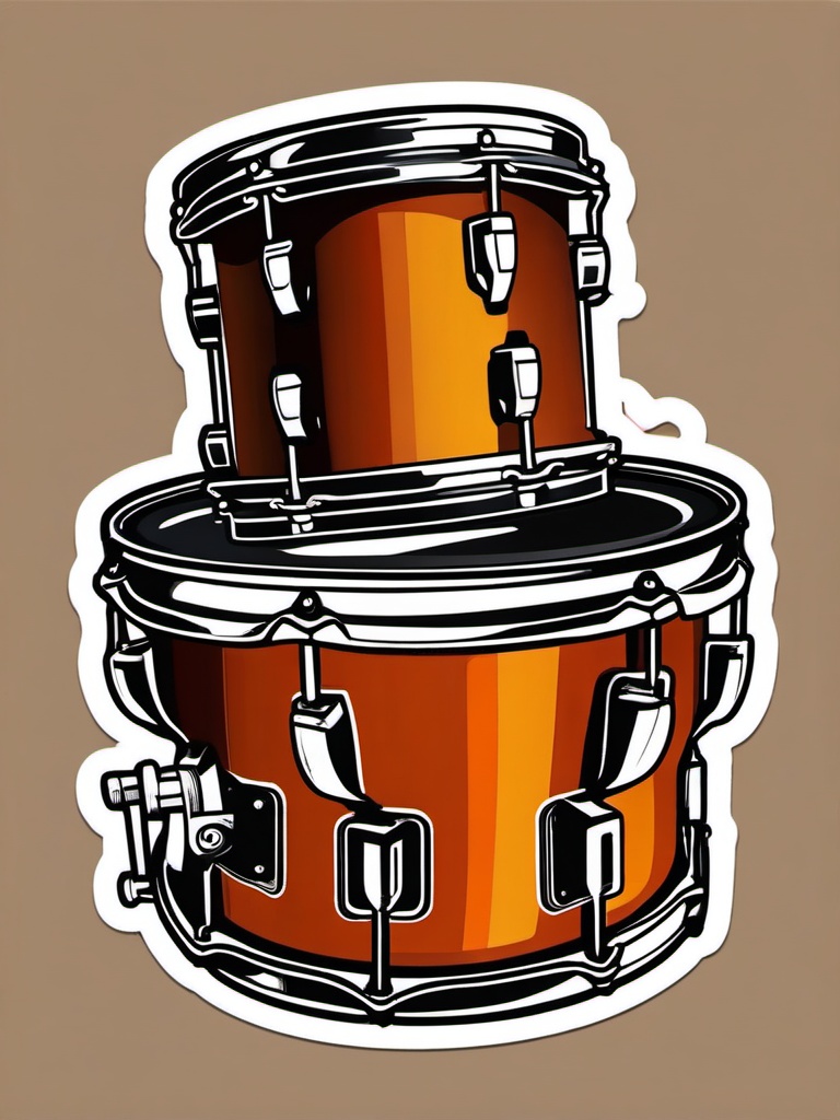 Drums Sticker - Keeping the rhythm alive with the powerful beats of the drums, , sticker vector art, minimalist design