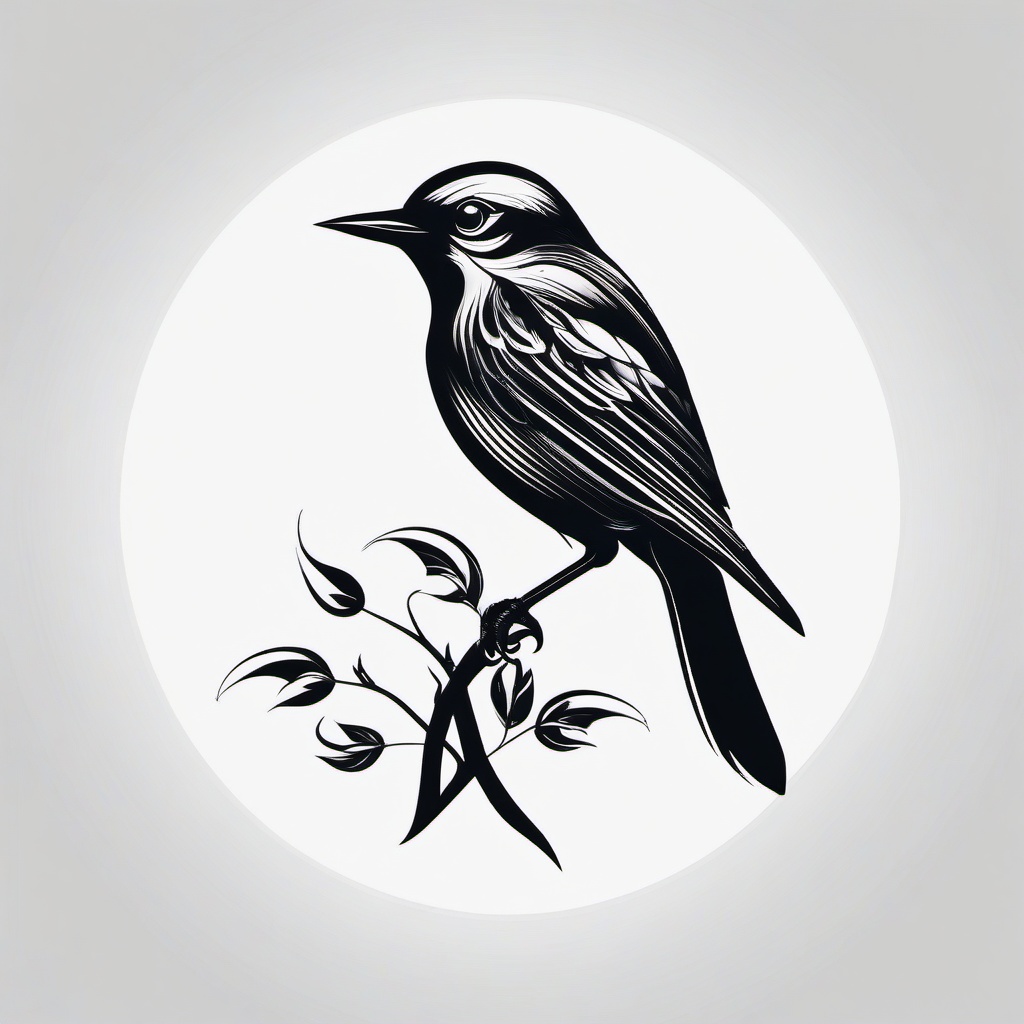 Traditional Tattoo Bird - Classic bird tattoo style  minimal tattoo design, white background