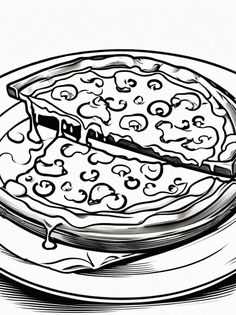 Food Coloring Pages - Pizza slice with melty cheese and toppings  simple coloring pages