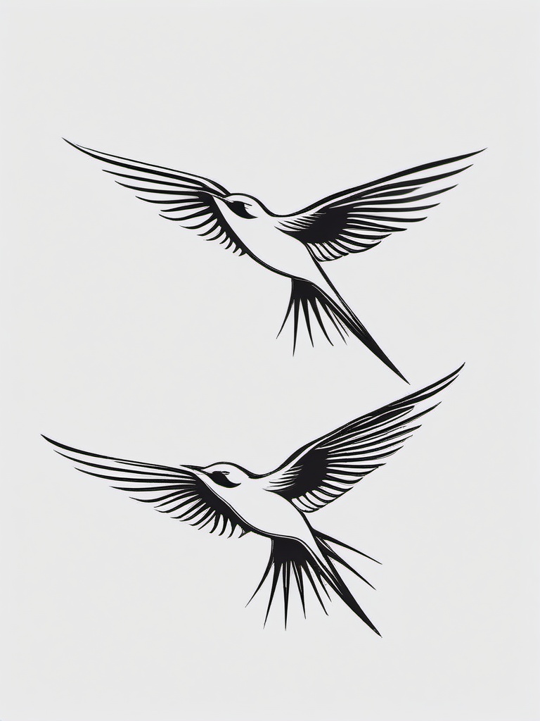 Bird Swallow Tattoo - Swallow in flight tattoo  minimalist tattoo design, white background