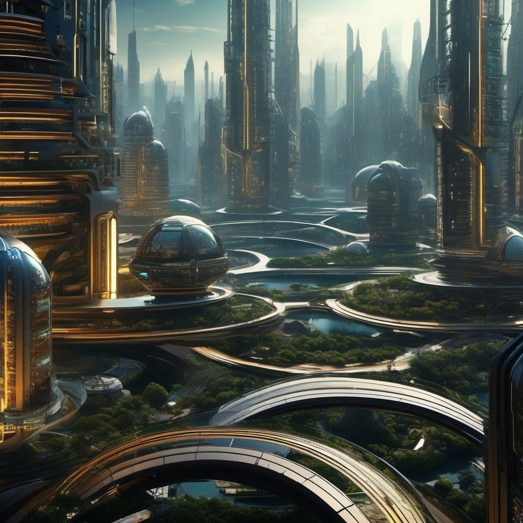 Advanced Space Colony with Futuristic Megacities Space Desktop Backgrounds intricate details, patterns, wallpaper photo