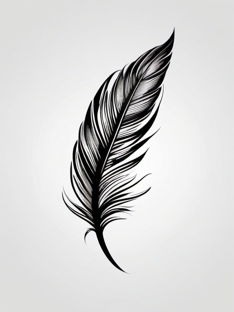 Feather Tattoo with Heart - Combination of a feather and heart.  simple vector tattoo,minimalist,white background