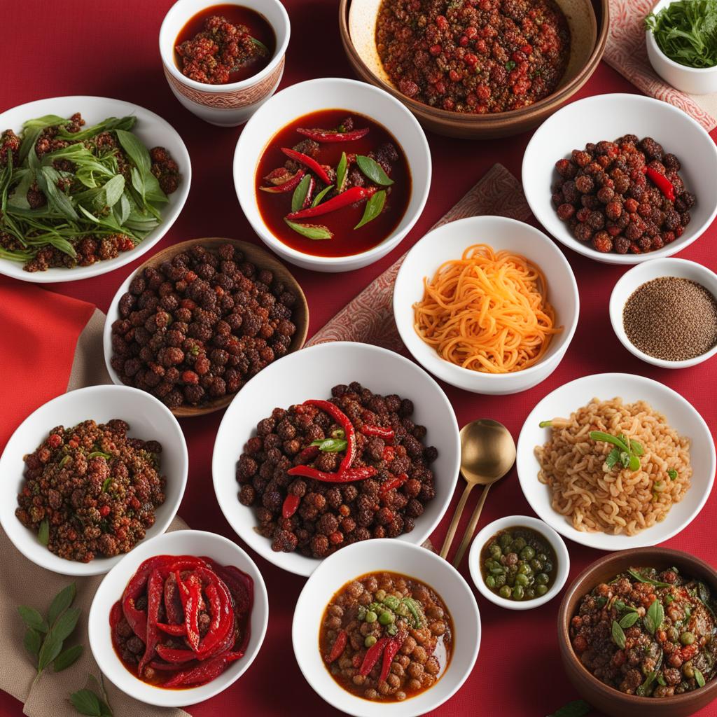 spicy sichuan cuisine - a fiery feast featuring numbing sichuan peppercorns and bold chili flavors. 