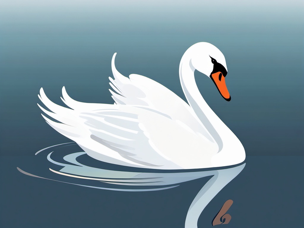 Swan Serenity clipart - Graceful swans on the calm lake., ,vector color clipart,minimal