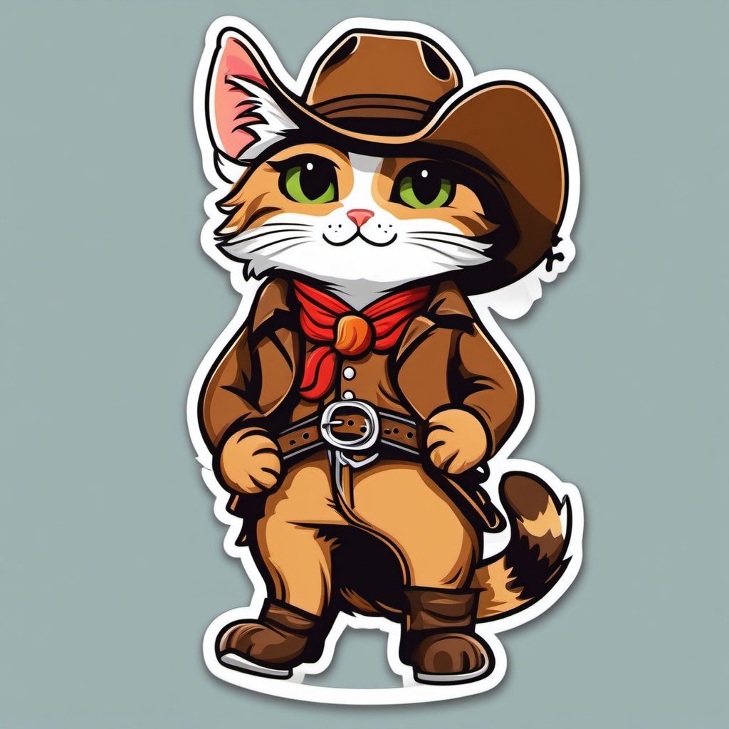 Cowboy Cat sticker- Yeehaw Kitty Roundup, , sticker vector art, minimalist design